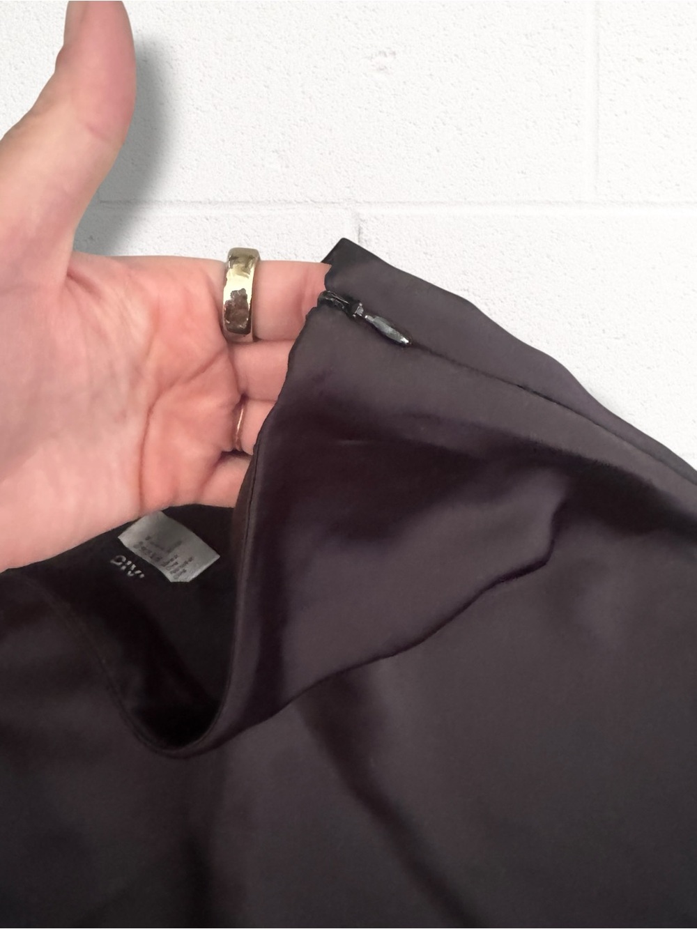H&M Divided Dark Brown Satin Midi Skirt, Size 6 - Picture 3 of 8